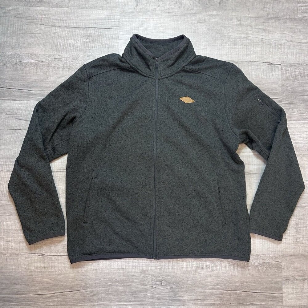Merrell Sweater Weather Mens 2XL Gray Fleece Full Zip Mock Neck Pockets Outdoor